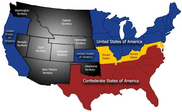 SECESSION - Map of North America after Confederacy was formed